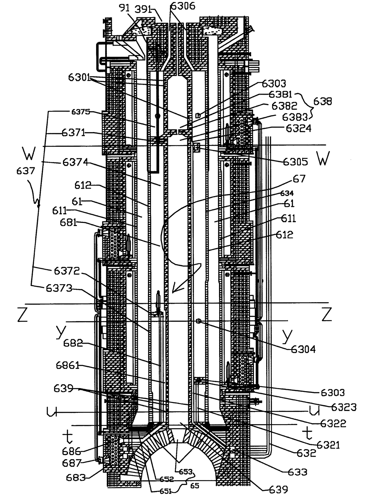 Internal combustion heating device of coal pyrolyzing furnace