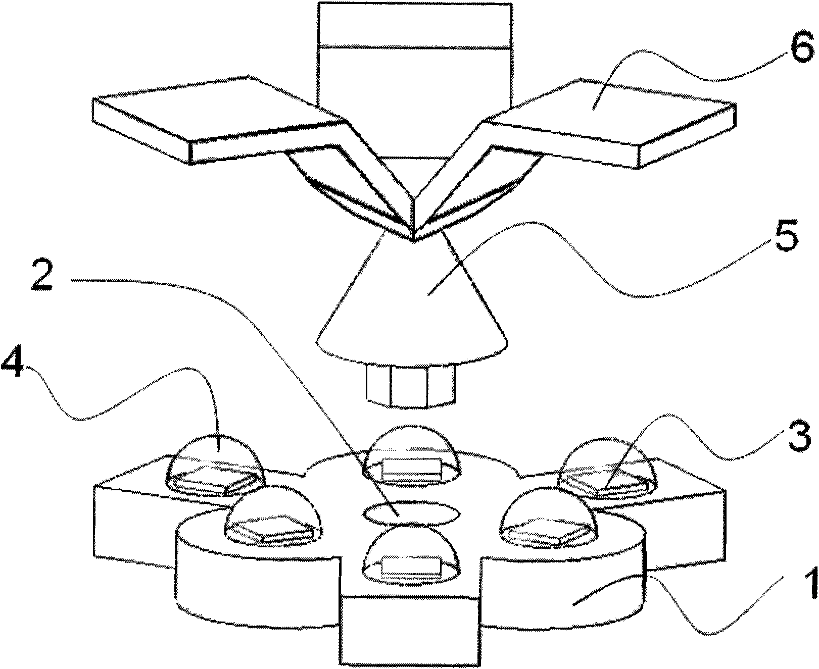 Space omnidirectional light-emitting diode (LED)