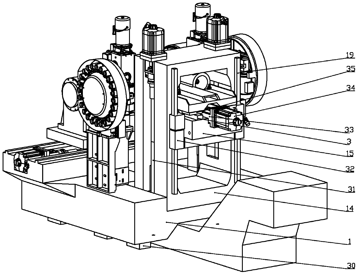 Efficient horizontal type machining central machine tool with double main shafts and double work tables