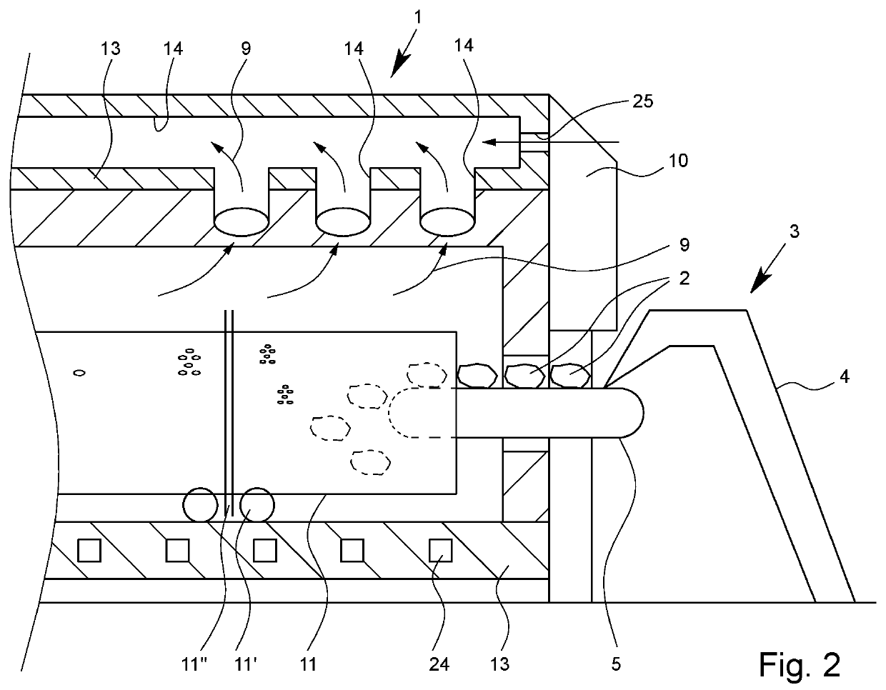 Pyrolysis system and method of recovering carbon fibres from carbon-fibre-containing plastics