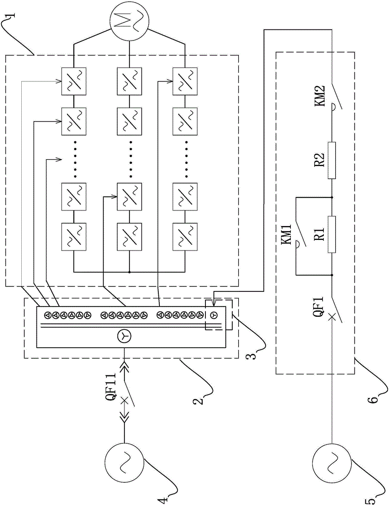 High-voltage frequency converter with centralized charged power units