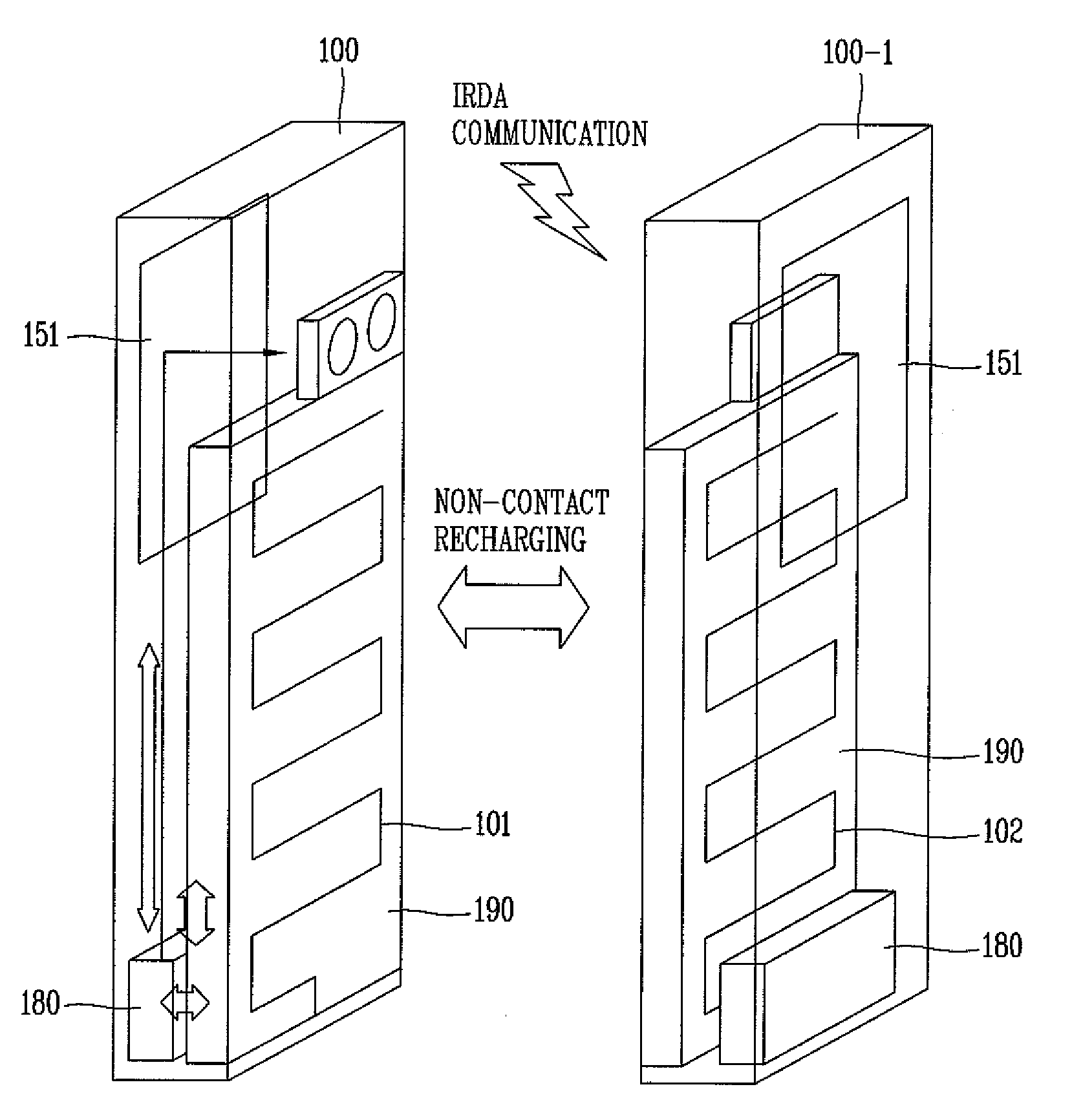 Mobile terminal having recharge menu setting function and inter-recharging method using the same