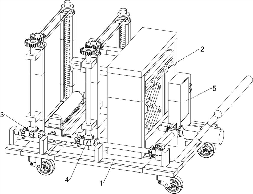 Horizontal pasting device with movement matched with rotation for wall poster