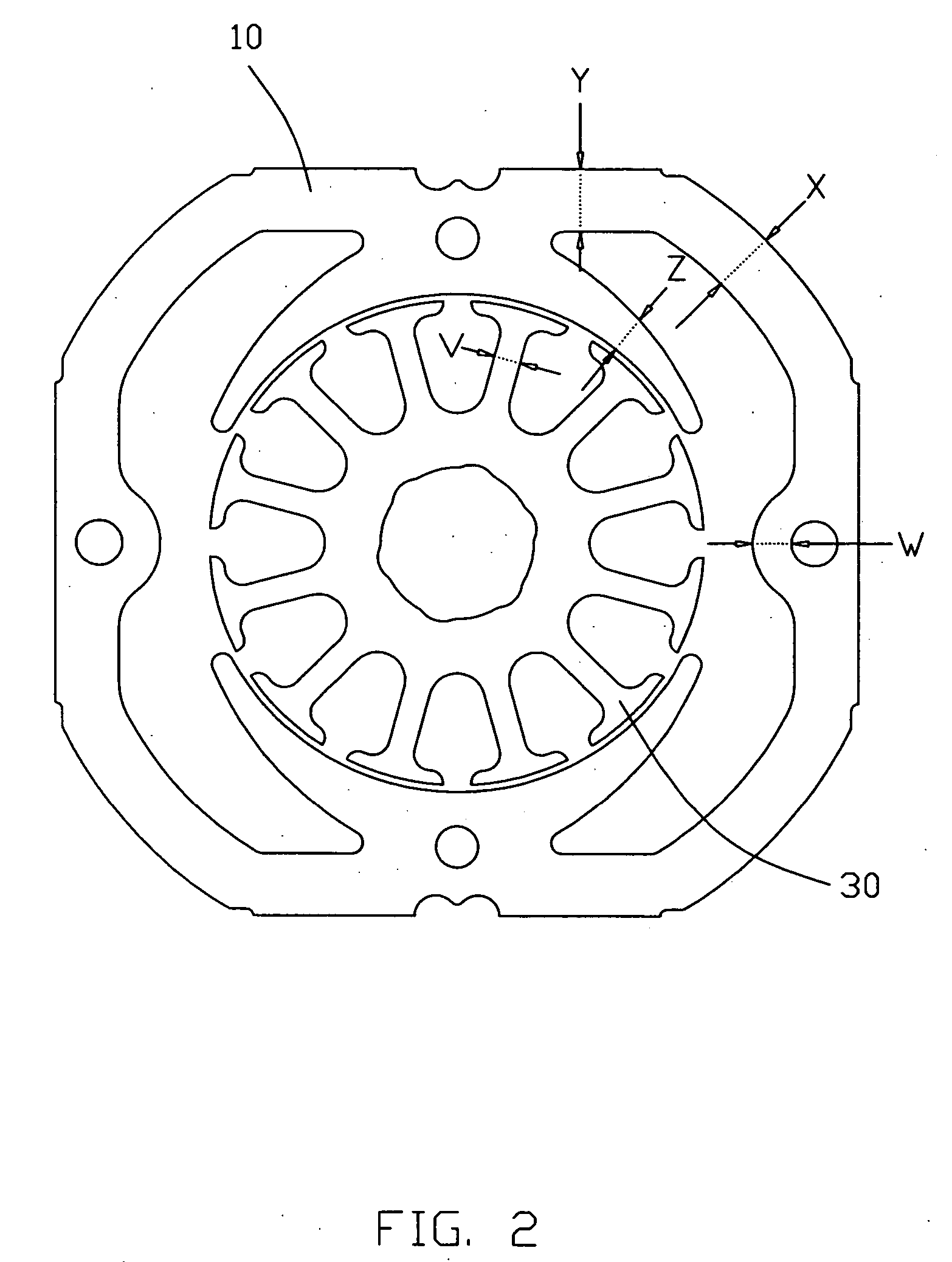 Universal motor and lamination for stator thereof