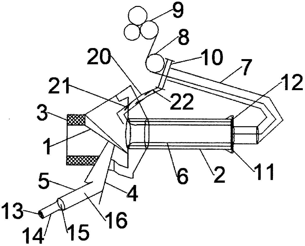 Pipelined type environment-friendly open-end spinning device