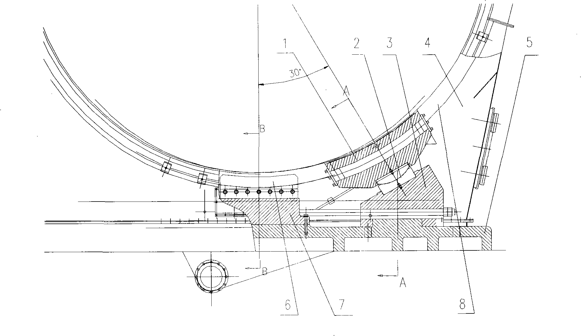 Design of pure static pressure sliding shoe structure for fixed end and free end in tube mill supporting device