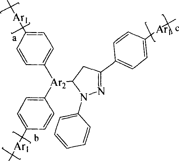 Blue hyper-branched polymer electroluminescent materials using pyrazoline unit as nuclear and preparation method thereof