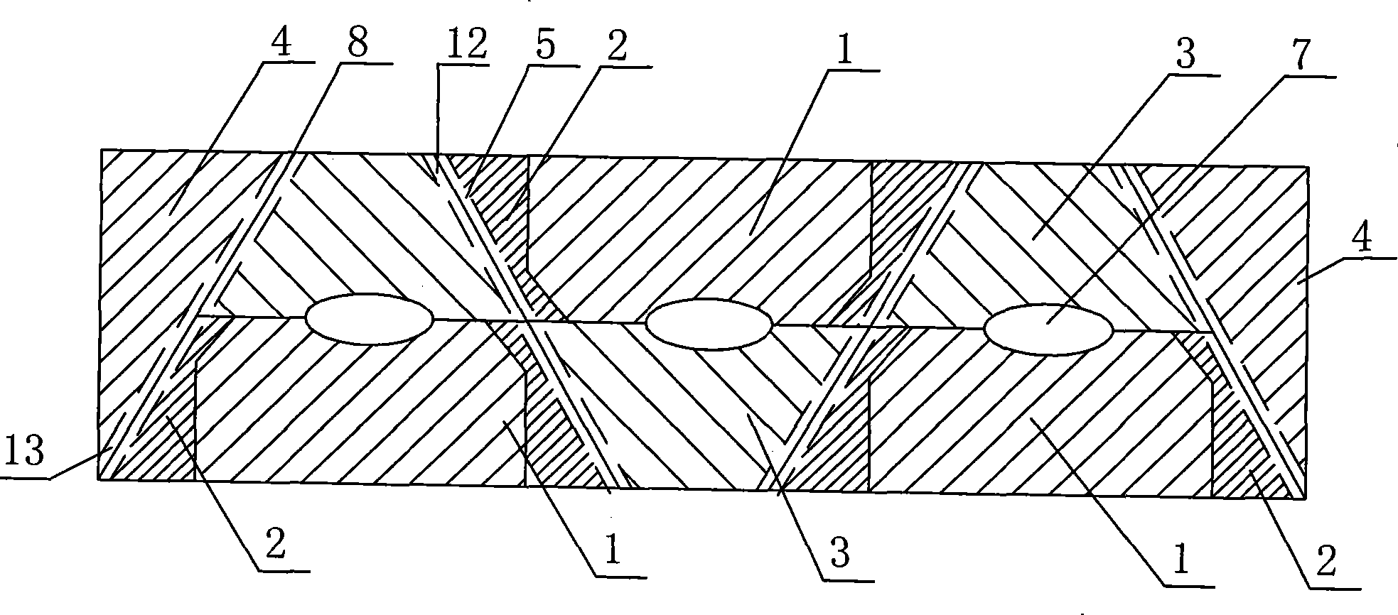 Fibre reinforcement pyramid shape dot matrix sandwich board and preparation thereof