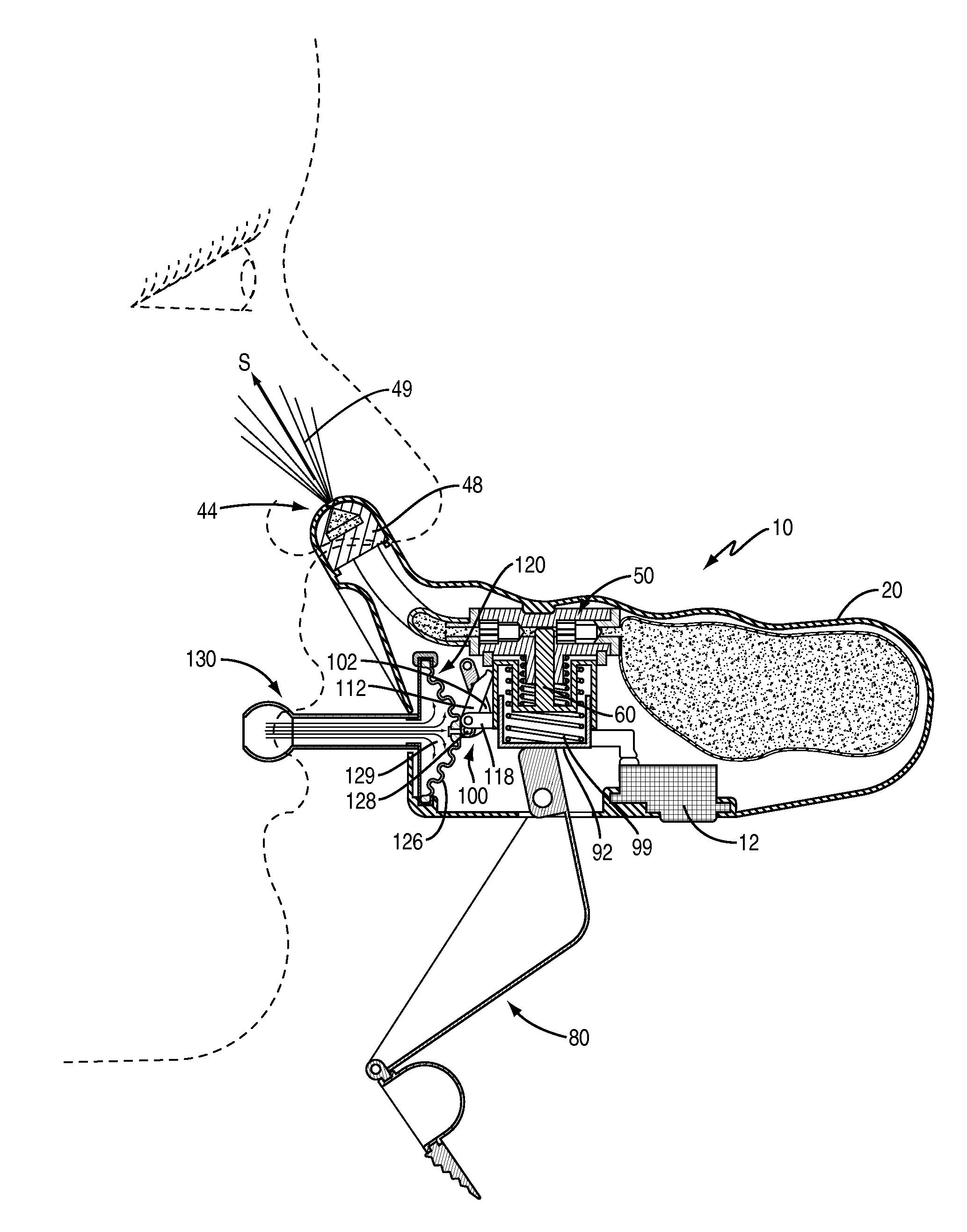 Breath actuated nasal pump