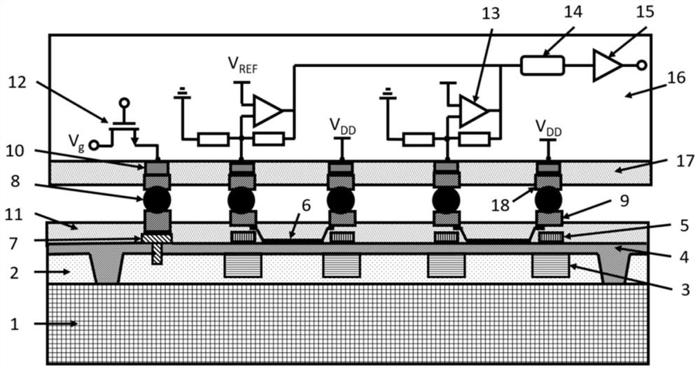 Silicon-based graphene photodetector array and its cmos three-dimensional integration method