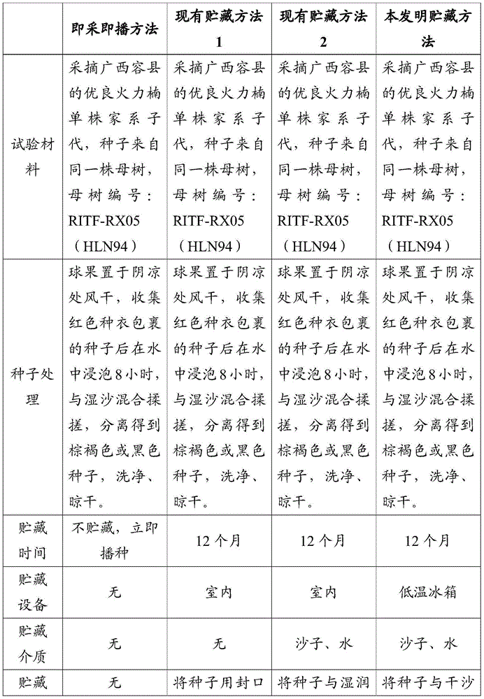 Storage method for increasing germination rate of michelia macclurei seeds