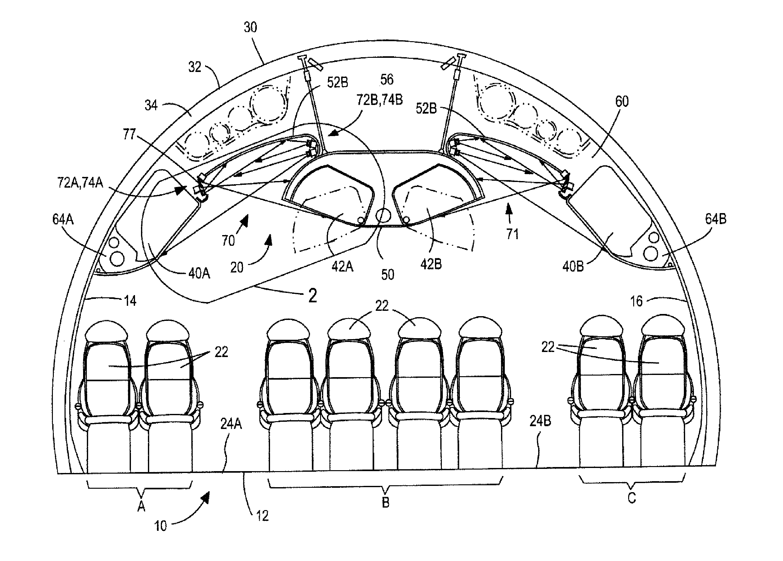 Ceiling illumination for aircraft interiors