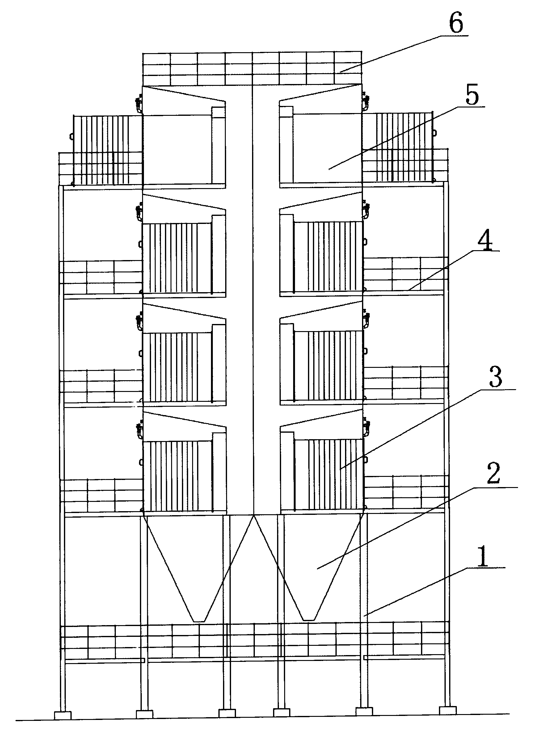 Multi-layer combined cloth bag dust collector