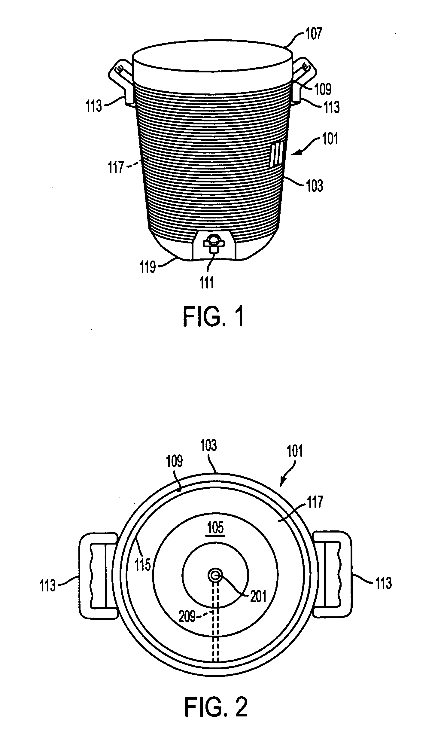 Portable water cooler for use with bagged fluids and bagged fluids for use therewith