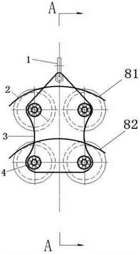 Linear tackle for adjusting sag of vertical double-split conductor