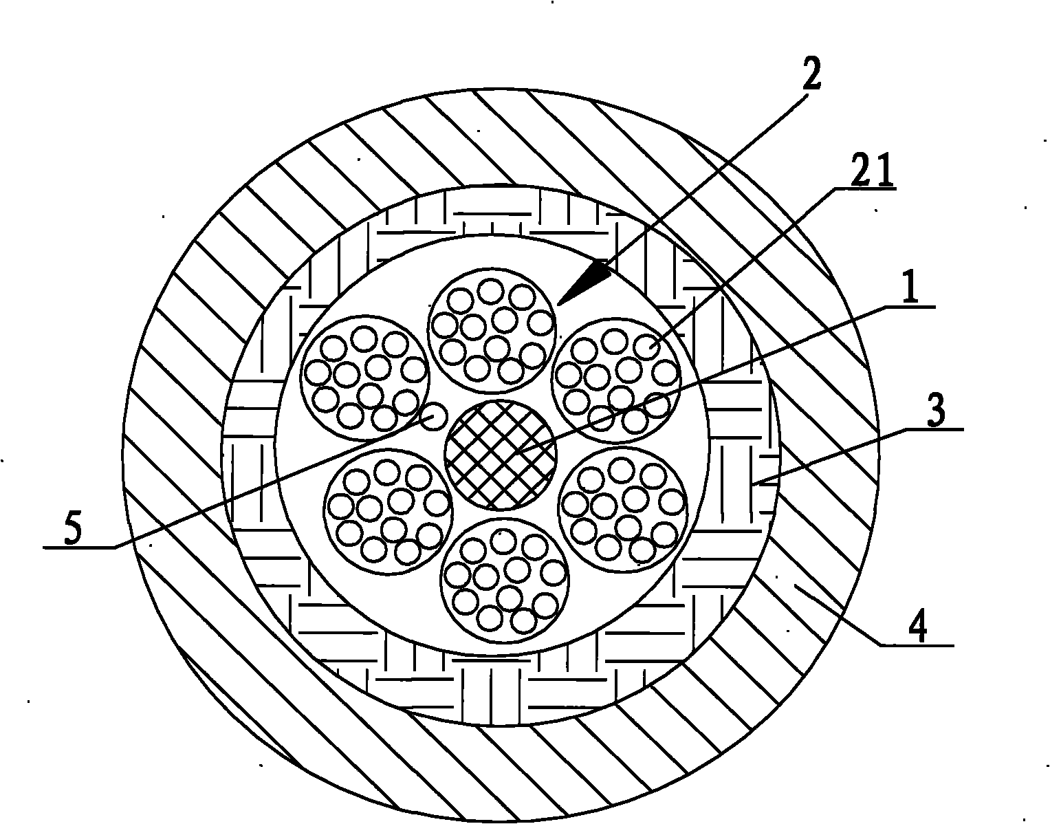 Full-dry high fiber count air-blowing micro-cable and optical fibre bundle processing method