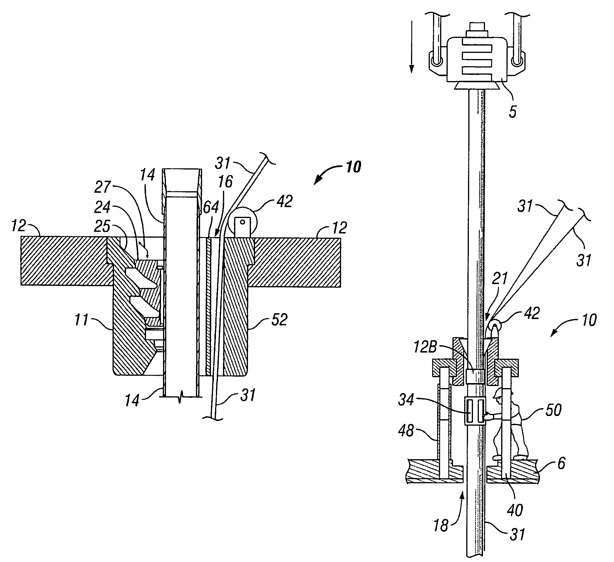 Top feed of control lines to a reciprocating spider