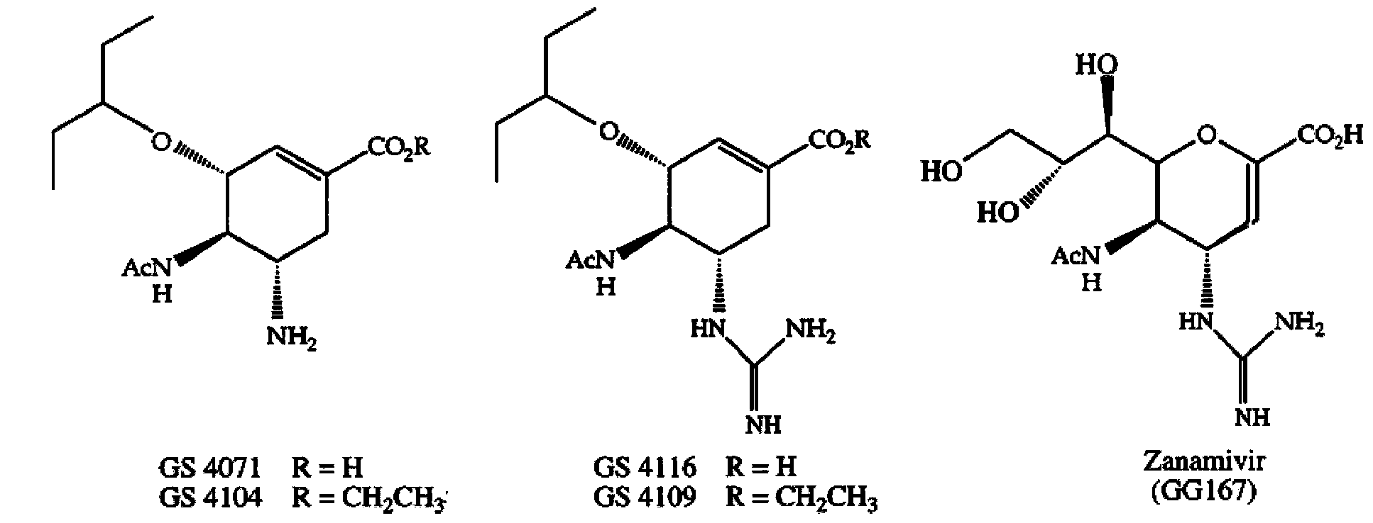 Method for administrating preparations containing oseltamivir guanidyl carboxylate analogues and/or ethyl esters thereof