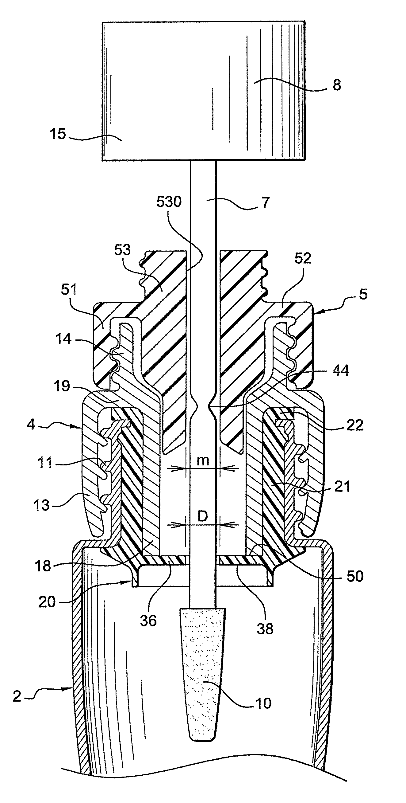 Packaging and application device with adjustable wiping