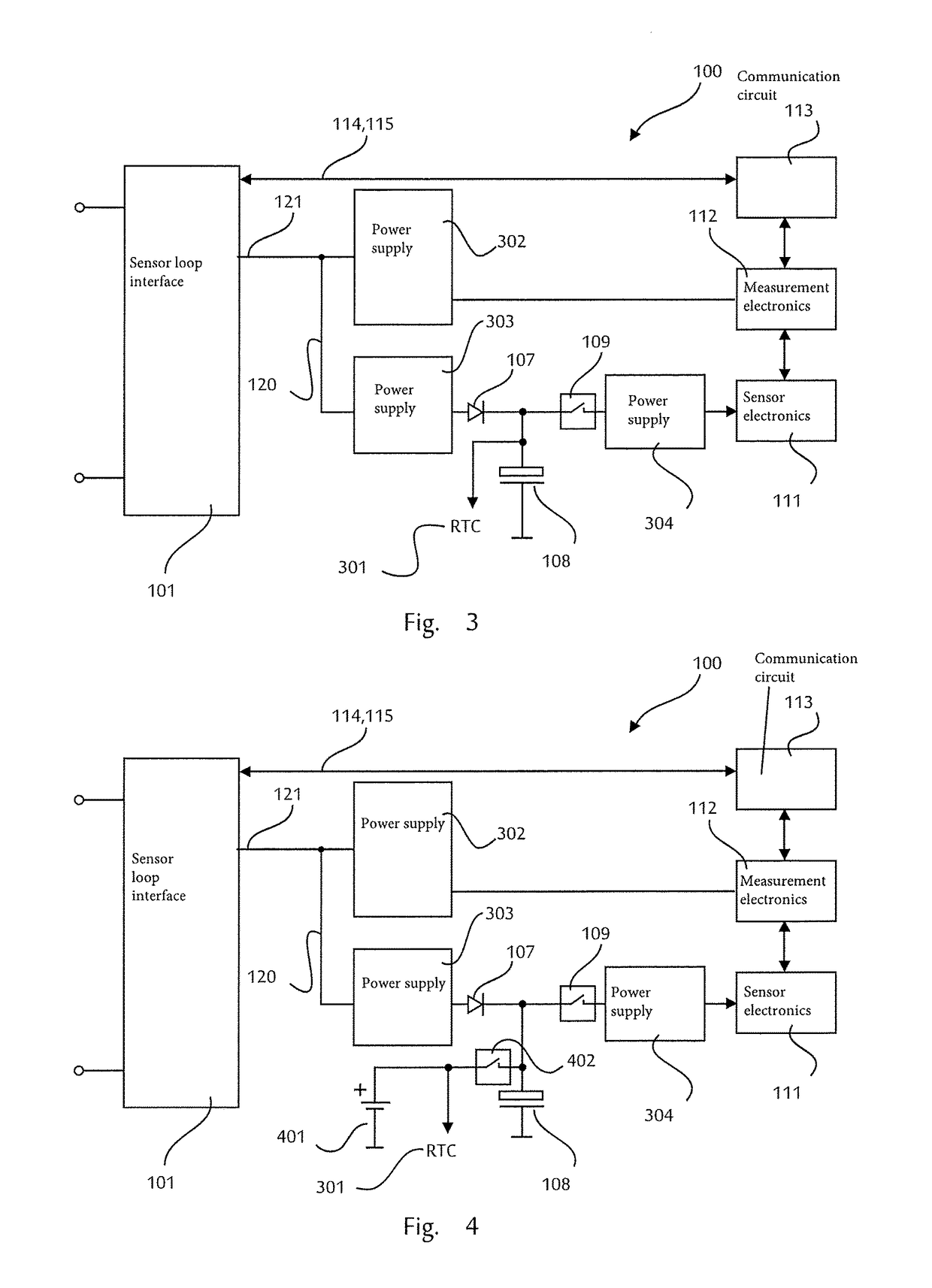 Propagation time sensor comprising a long-term energy store