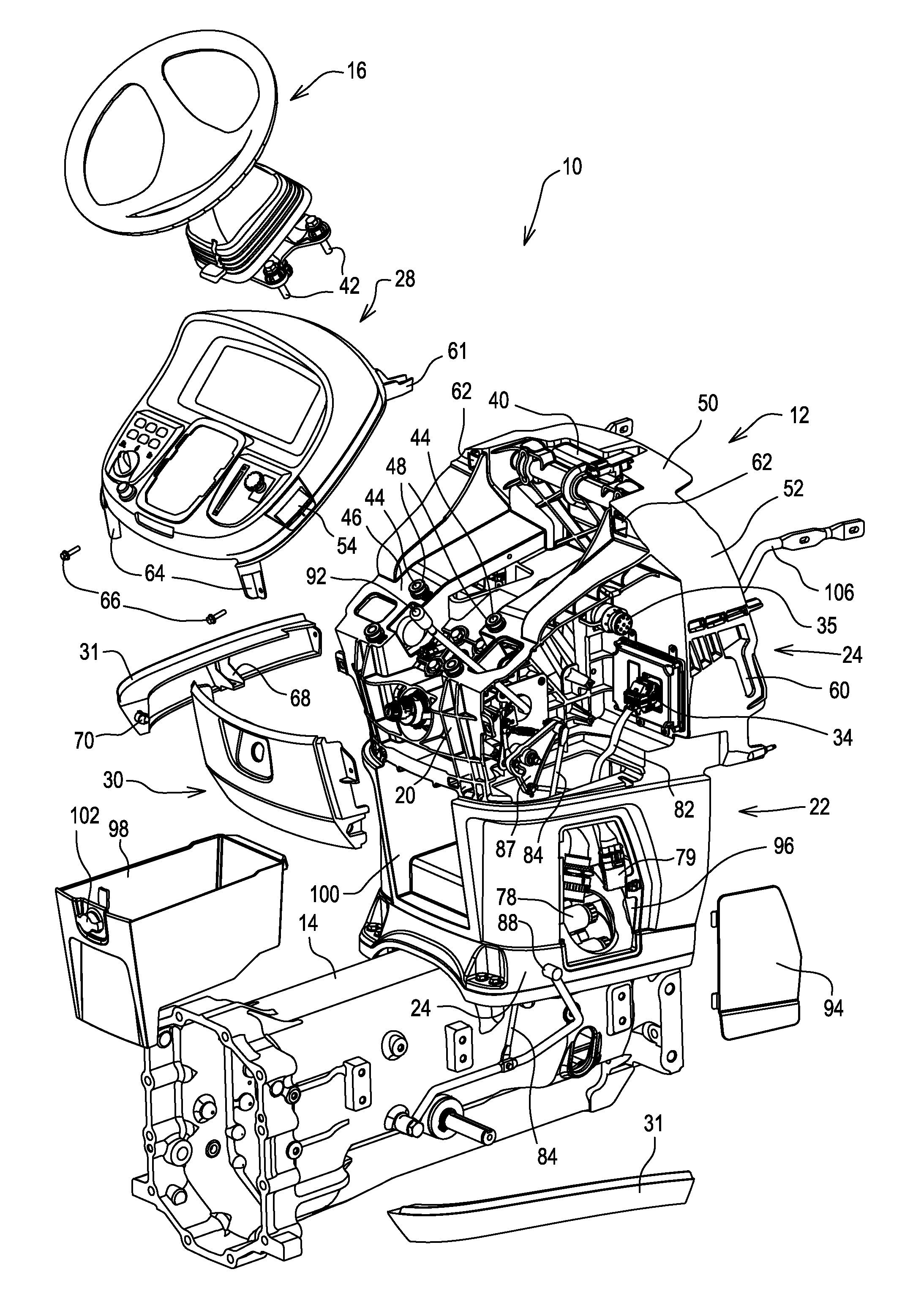 Tractor center control console