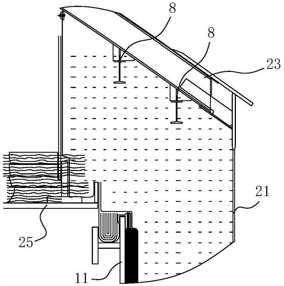 Metal full-volume storage tank with secondary container protecting layer