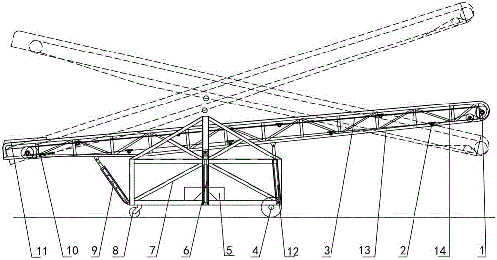 Cantilever type hydraulic lifting bi-directional belt conveyor