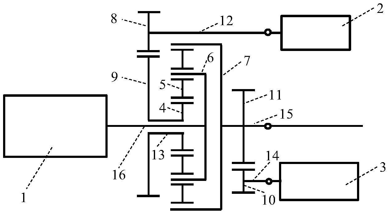 Double-solid-shaft motor single planet row hybrid power system