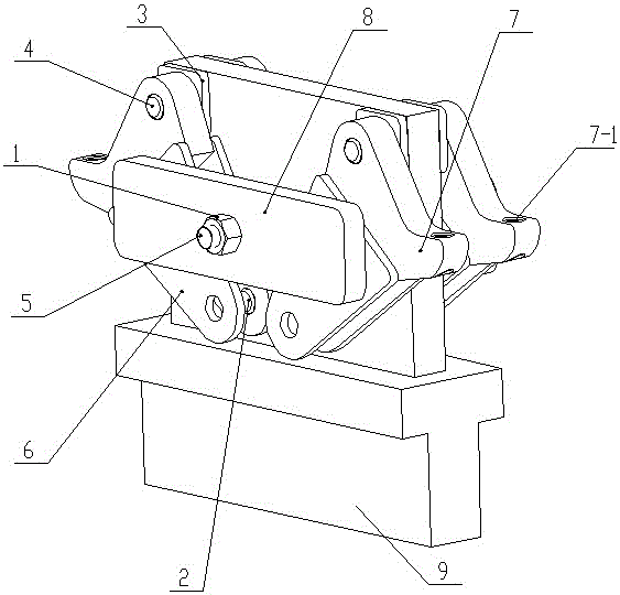 Drilling and positioning device for swinging part of four-claw material cover