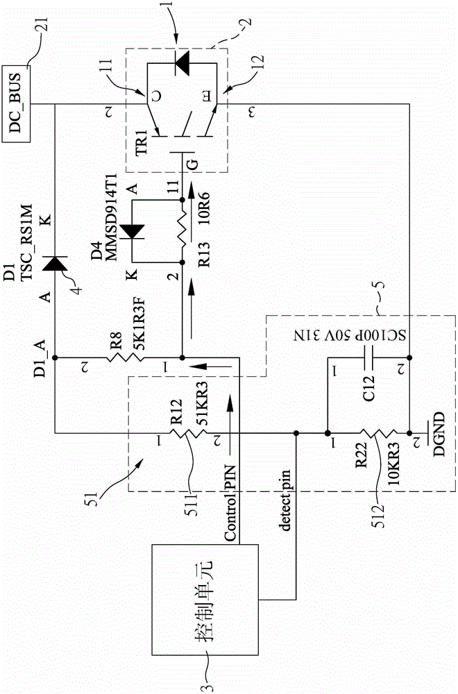 Protecting and detecting circuit for power transistor