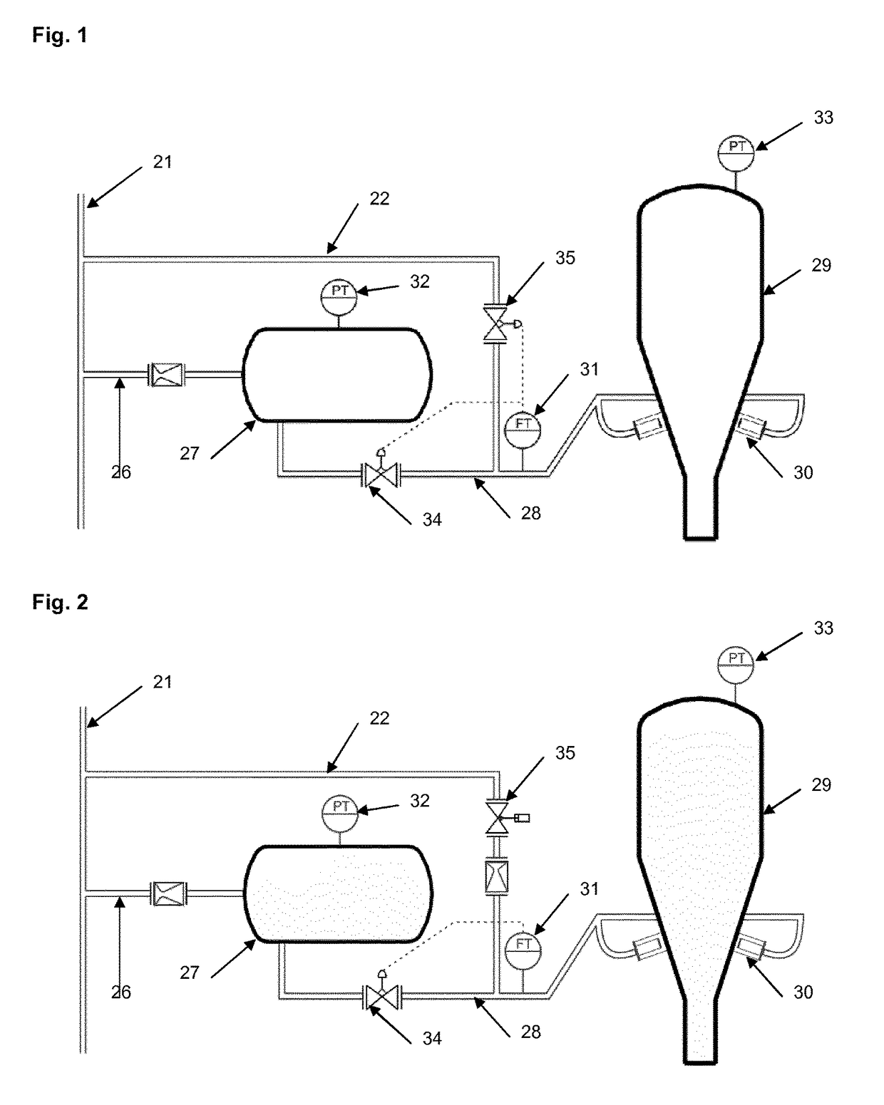 Pressurising of bulk material in lock hoppers