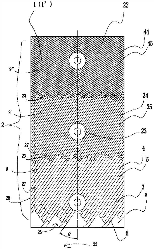 Tooth-profile-variable grinding disc for cylindrical pulping machine