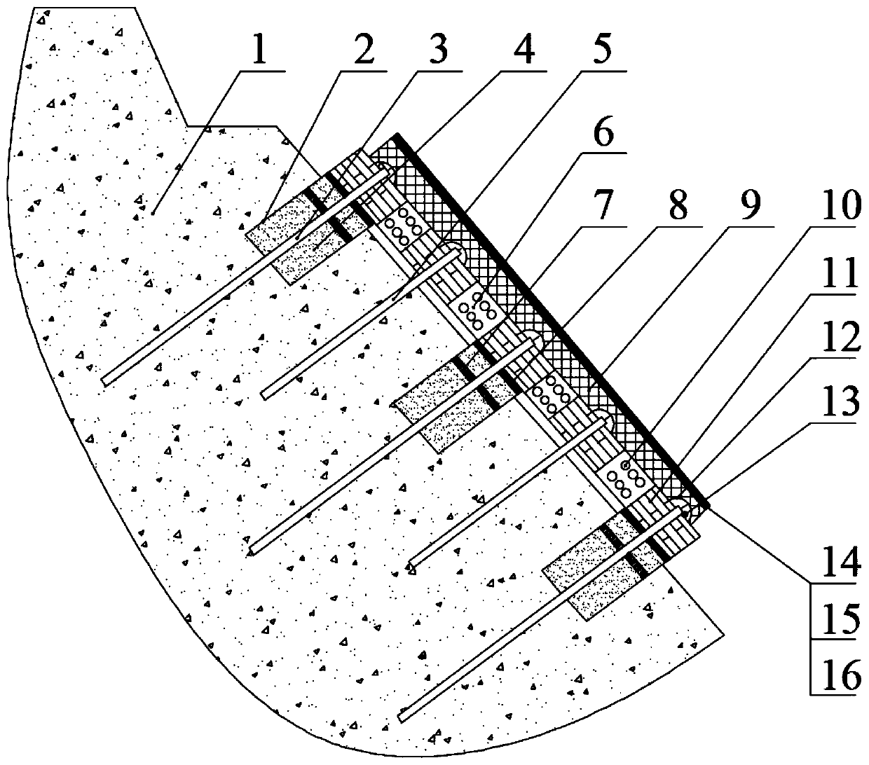 Rock cutting slope ecological protection structure and construction method thereof