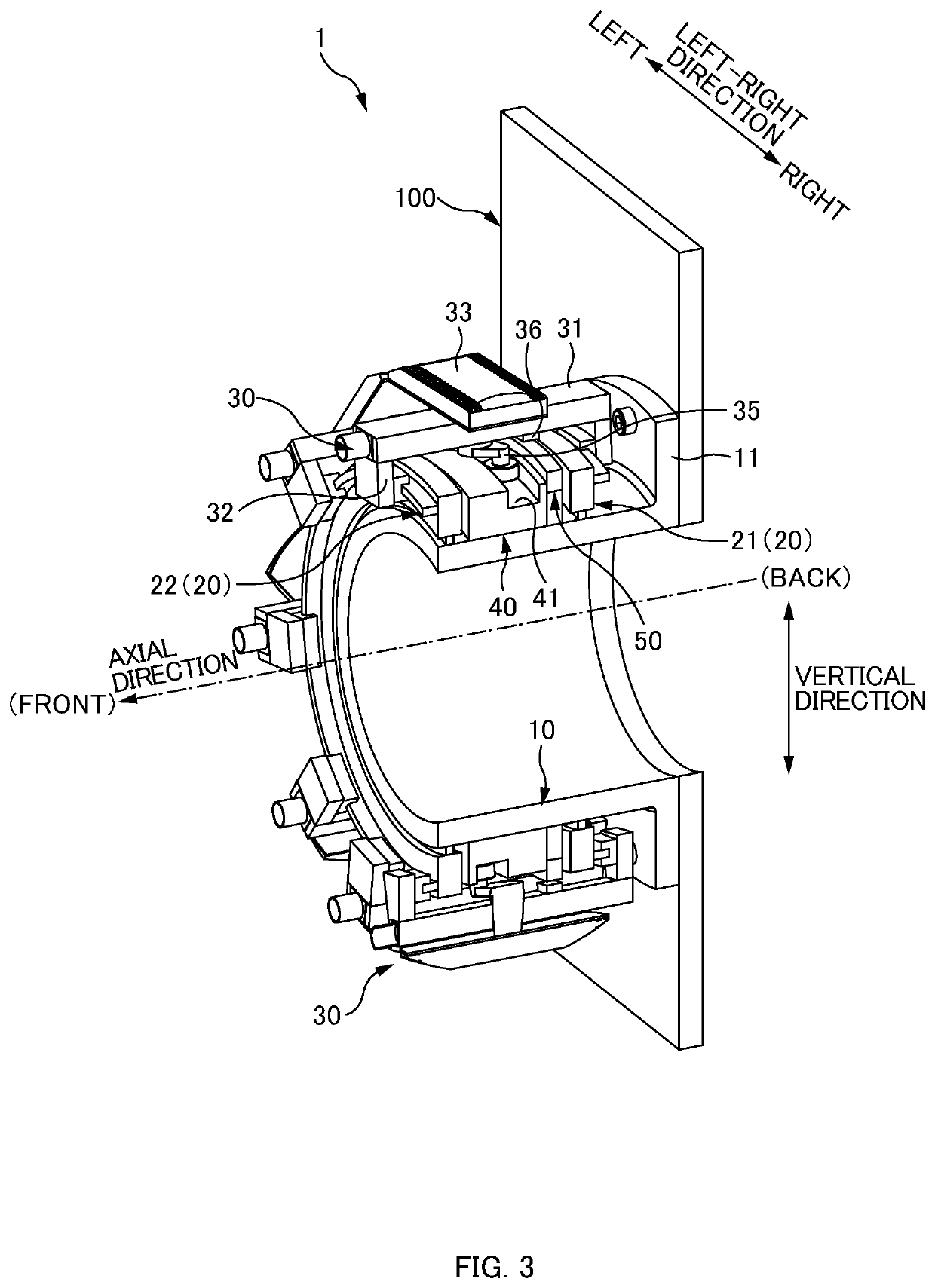 Linear-motor type transport device for transporting material for absorbent article and method for manufacturing absorbent article