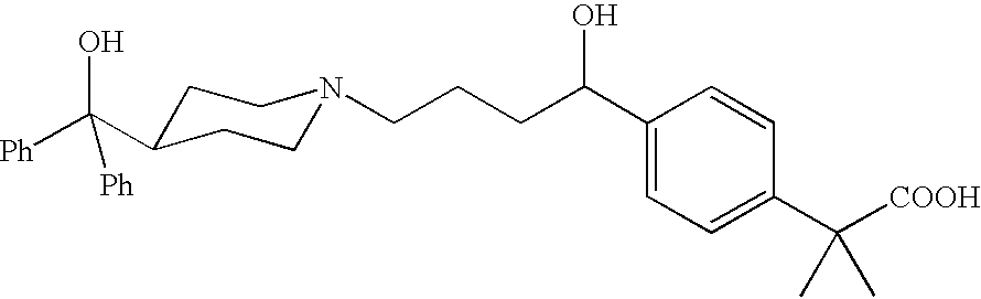 Process for the preparation of 4-[1-hydroxy-4-[4-(hydroxydiphenylmethly)-1-piperidinyl]-butyl]-alpha,alpha-dimethylbenzeneacetic acid