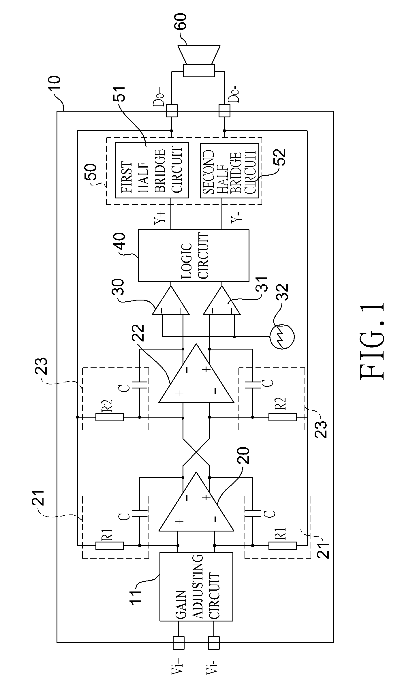 Class-D amplifier with dual feedback loop