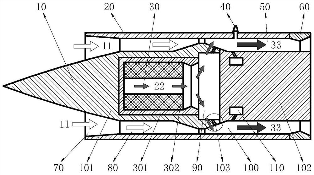 Solid rocket ramjet based on detonation combustion