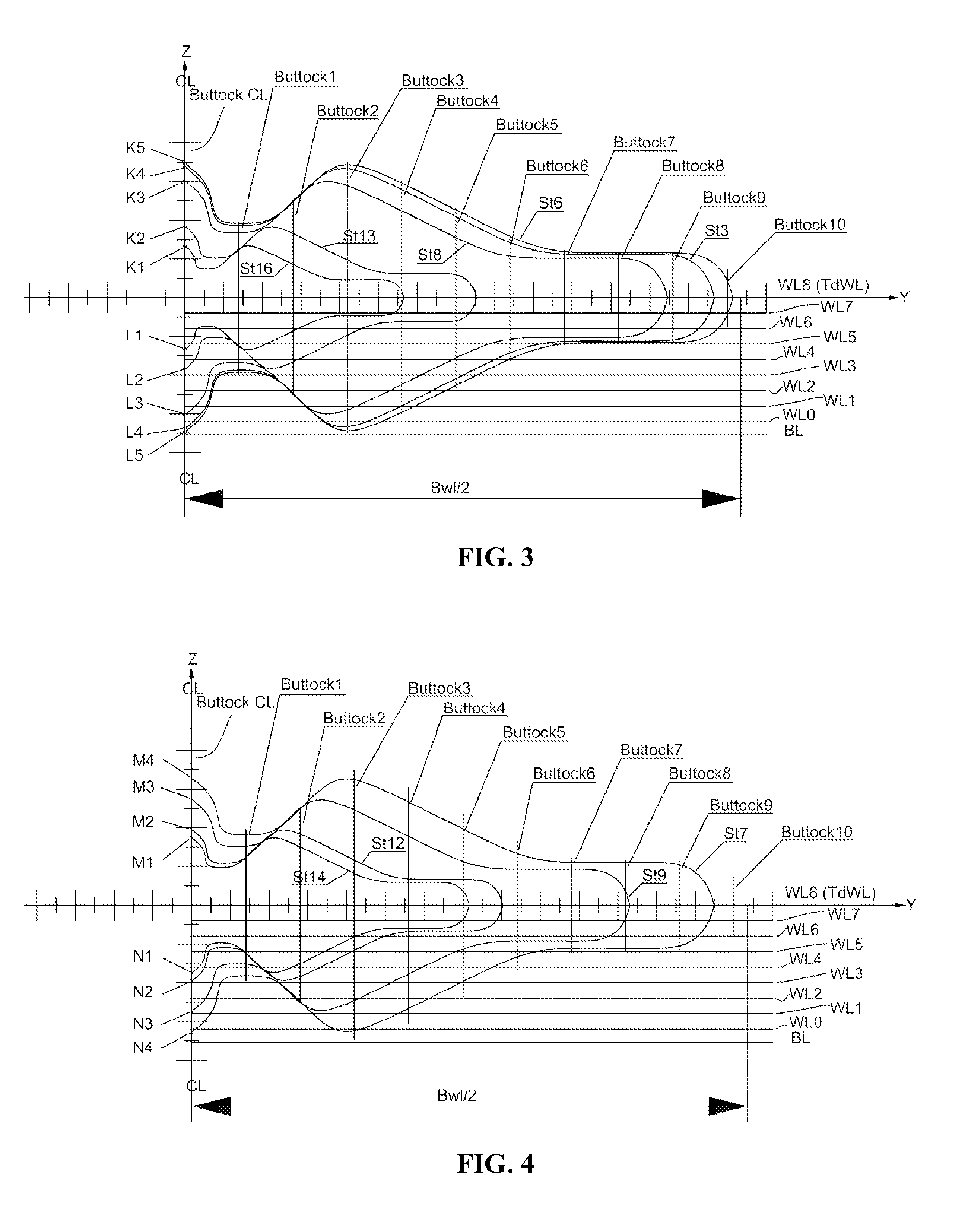 Hull configuration for submarines and vessel of the displacement type with multihull structure