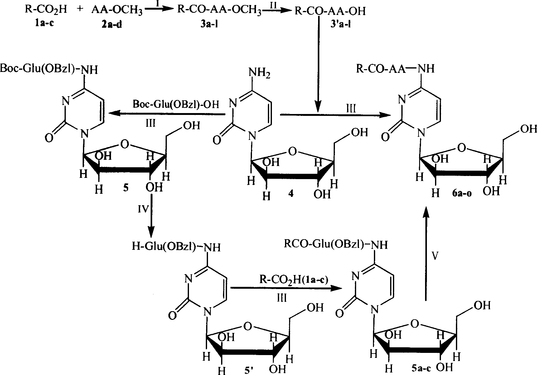 Fatty acylaminoacylcytarabine conjugate, preparation method and application thereof