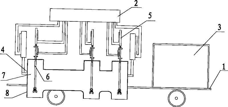 Tamping type coking, dust removing and smoke-guiding vehicle