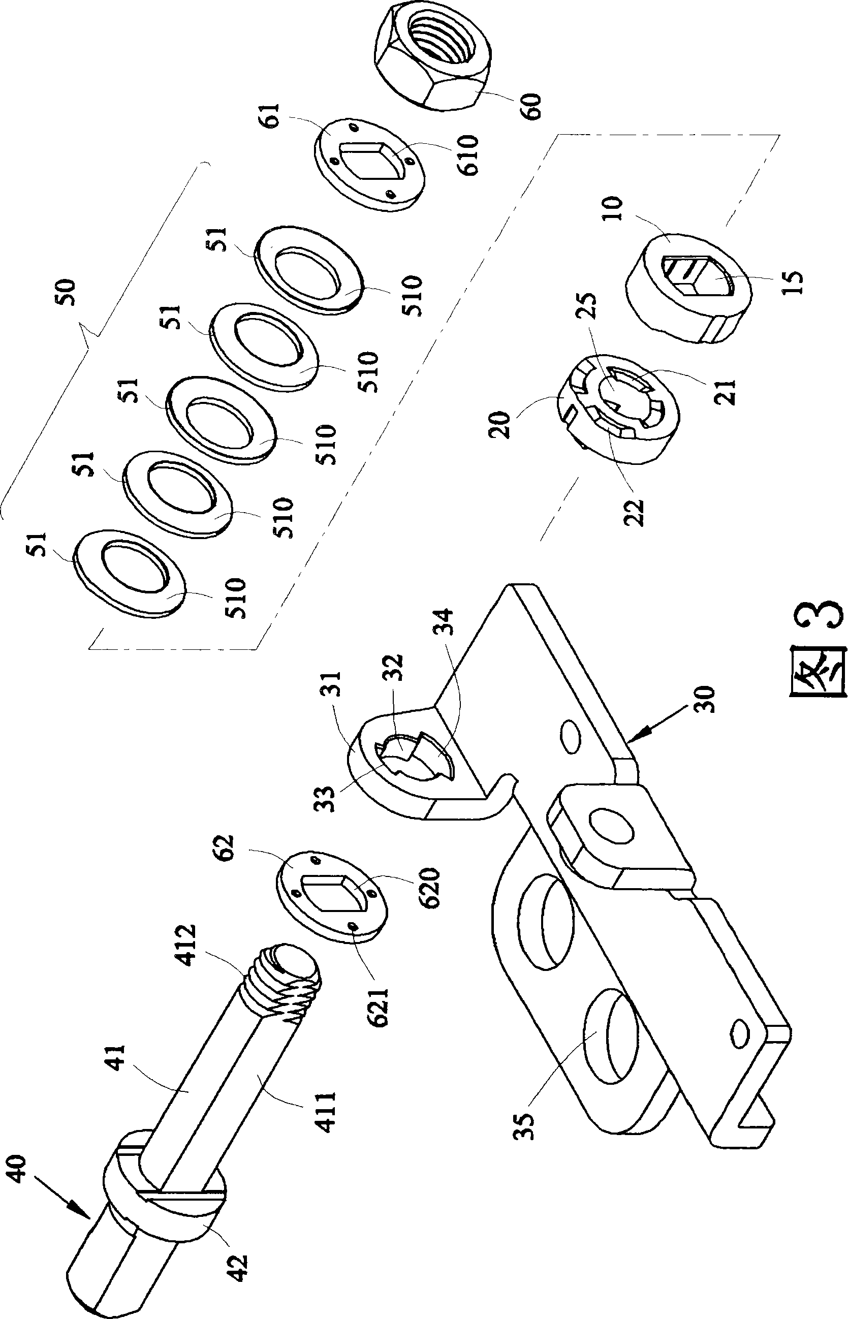 Pivot device capable of being rightly assembled