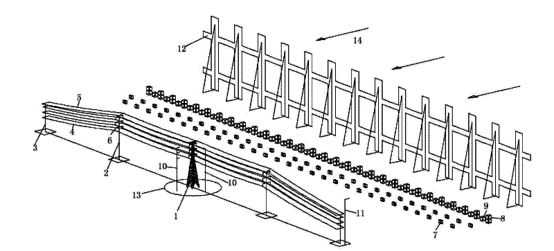 Power transmission line wind tunnel test system and method applied to typhoon field