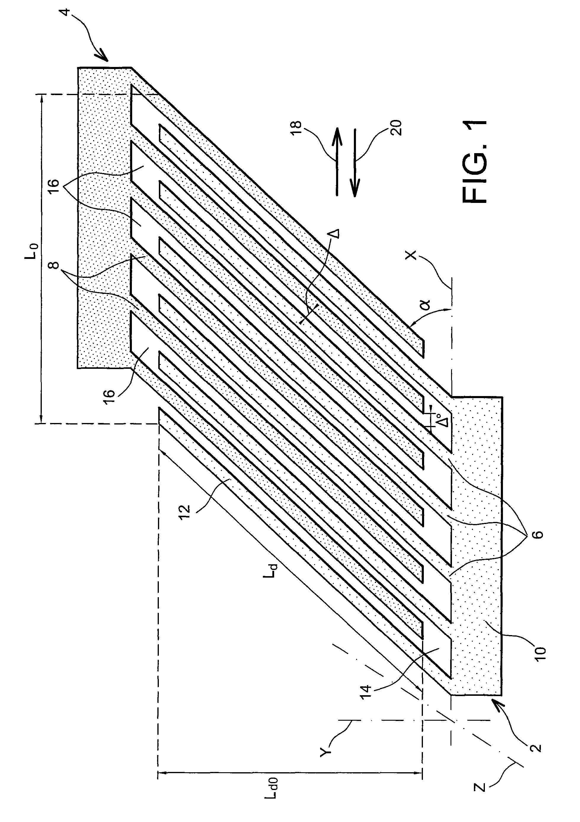 Device with optimised capacitive volume