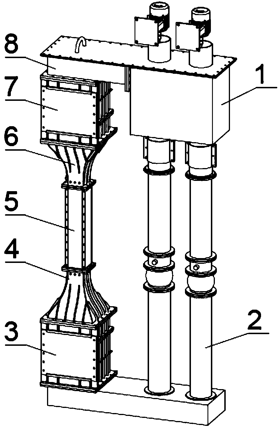 Multiphase flow vertical-type water hole with bi-directional flowing function