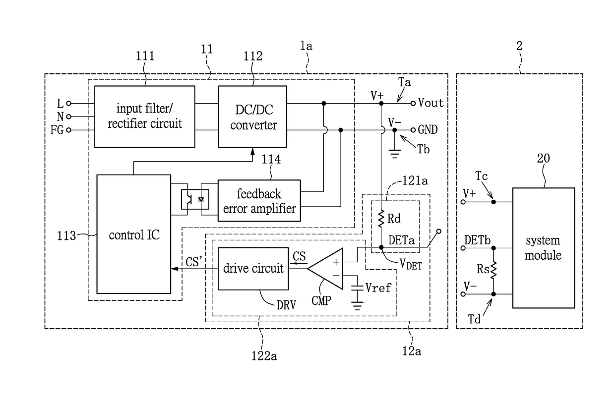 External power supply and system connection detection unit applied thereto