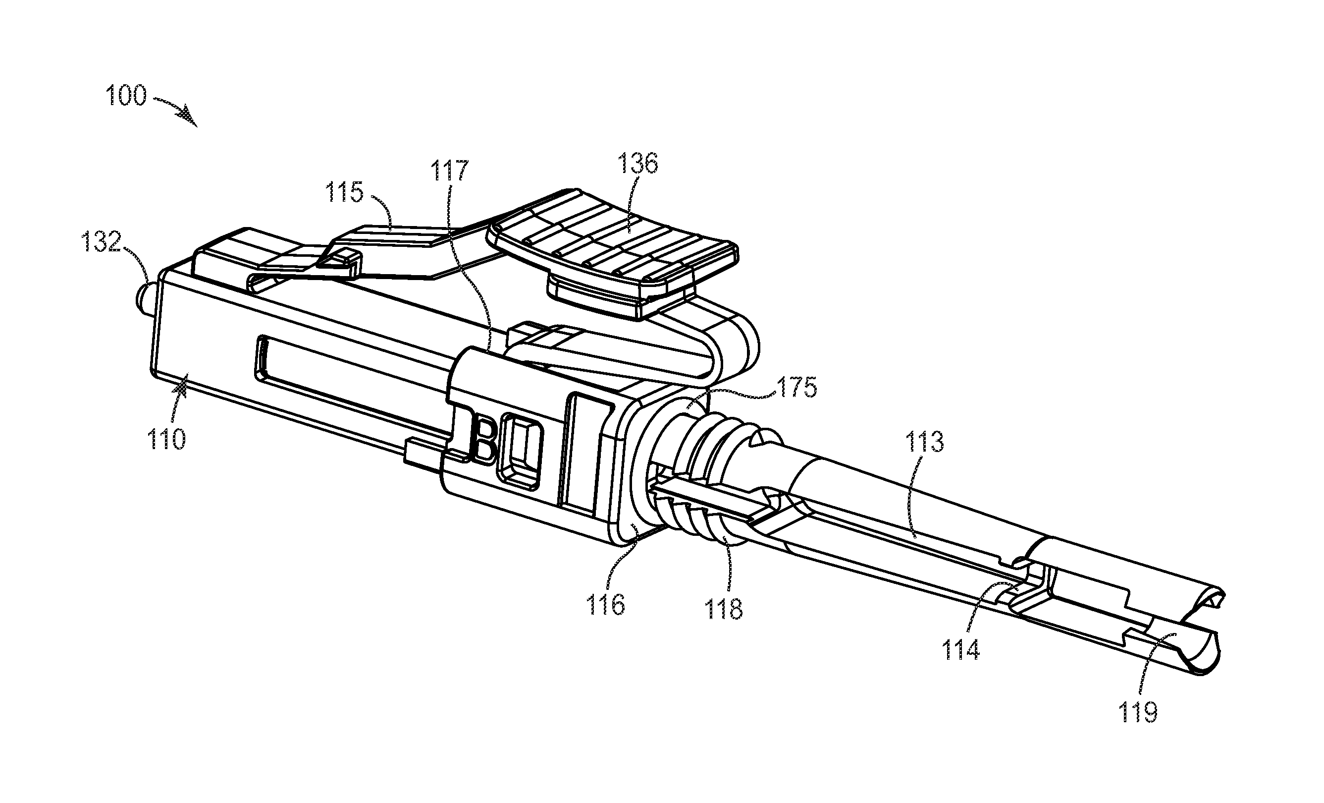 Field terminable optical connector with splice element for jacketed cable