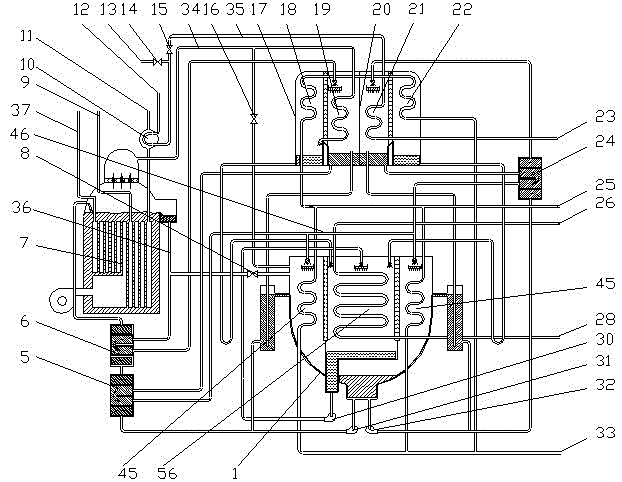 Two-stage single-effect and double-effect lithium bromide absorption refrigerating unit with smoke and hot water afterburning