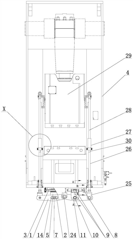 Hot die forging lever type heavy-load forging extrusion force automatic accurate regulation and control device and method