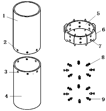 Assembly type steel pipe tower outer sleeve type node