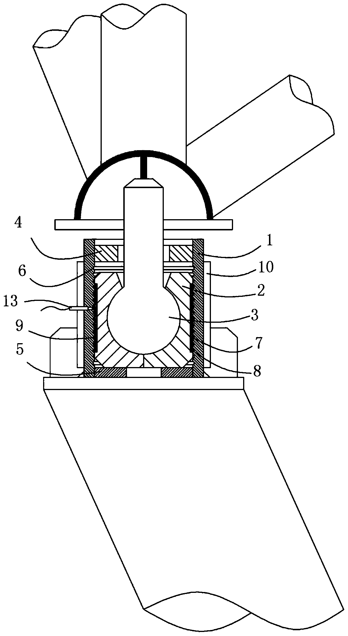 Universal joint structure of steel structure X-beam Y-shaped column